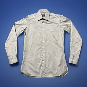 Proper Cloth Mens Large Cotton 2 Ply Gray‎ Slim Fit Button Up Shirt Preppy